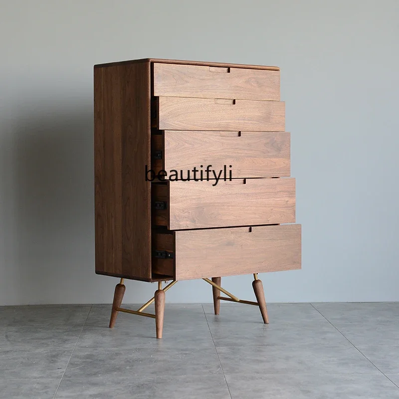 Nordic pure solid wood black walnut chest side cabinet porch drawer locker6005
Nordic pure solid wood black walnut chest side cabinet porch drawer locker6005
