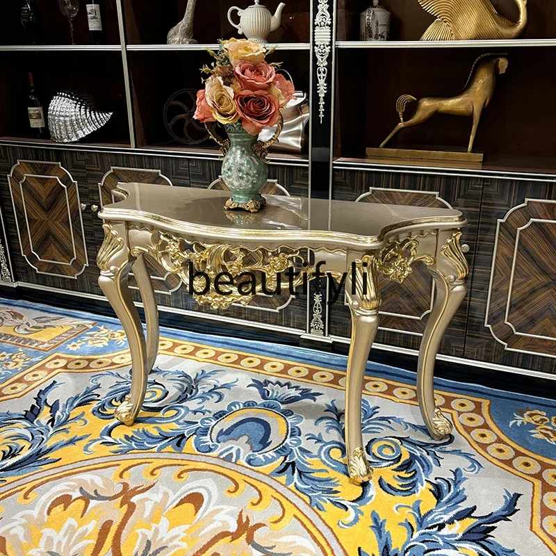 European solid wood entrance table palace luxury carved entrance table living room champagne entrance table07A
European solid wood entrance table palace luxury carved entrance table living room champagne entrance table07A