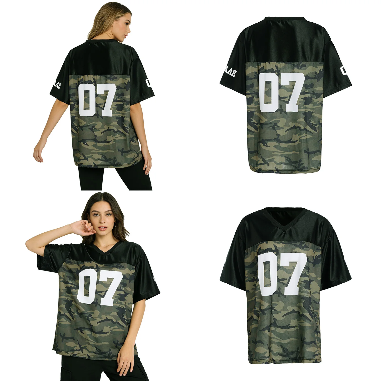 2026 Women Hip-hop Jersey Short-sleeve Color Block Patchwork Number Camouflage Print Oversized T-shirt Streetwear Urban Hot Sale
2026 Women Hip-hop Jersey Short-sleeve Color Block Patchwork Number Camouflage Print Oversized T-shirt Streetwear Urban Hot Sale