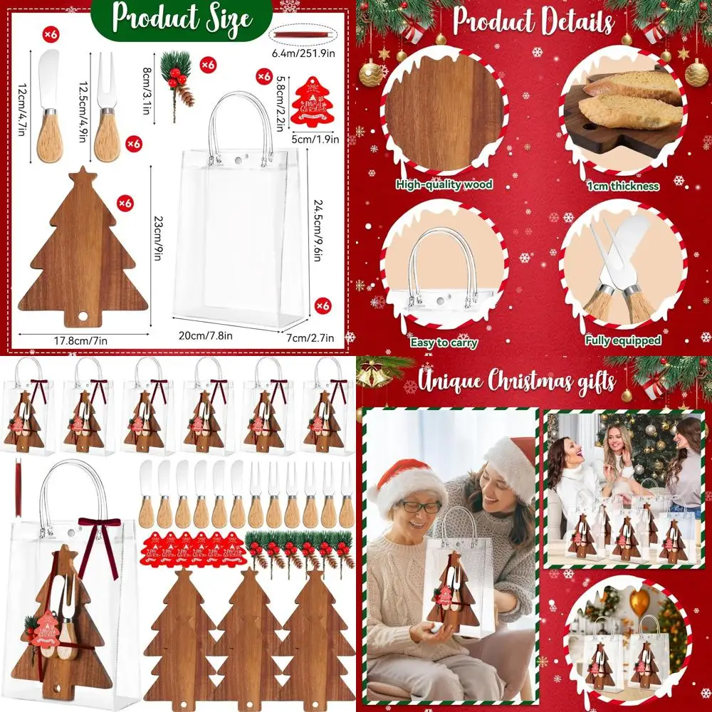 Holiday Wooden Cheese Board Set with 6-Piece Knife and Fork, Perfect for Christmas Tree Kitchen Decor and Gifting
Holiday Wooden Cheese Board Set with 6-Piece Knife and Fork, Perfect for Christmas Tree Kitchen Decor and Gifting