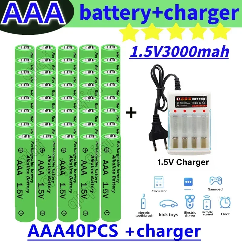 100% New 3000mah 1.5V AAA Alkaline Battery AAA Rechargeable Battery for Remote Control Toy Batery Smoke Alarm with Charger
100% New 3000mah 1.5V AAA Alkaline Battery AAA Rechargeable Battery for Remote Control Toy Batery Smoke Alarm with Charger