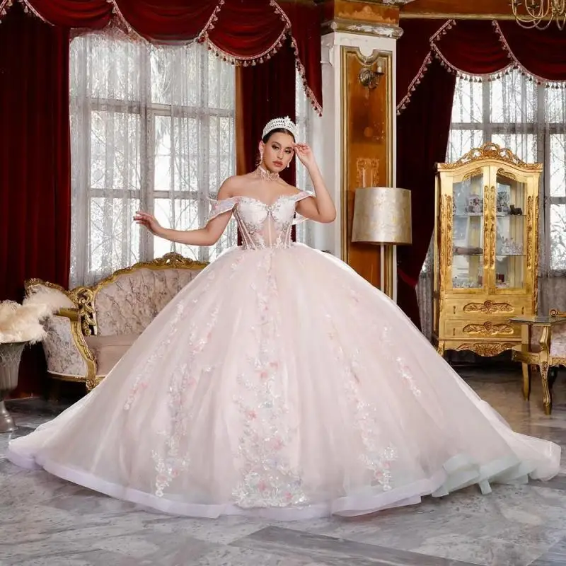 Customized Attractive Quinceanera Dresses Appliques Ruched Lacing Up Off The Shoulder Royal Train Tulle Vestidos De 15
Customized Attractive Quinceanera Dresses Appliques Ruched Lacing Up Off The Shoulder Royal Train Tulle Vestidos De 15
