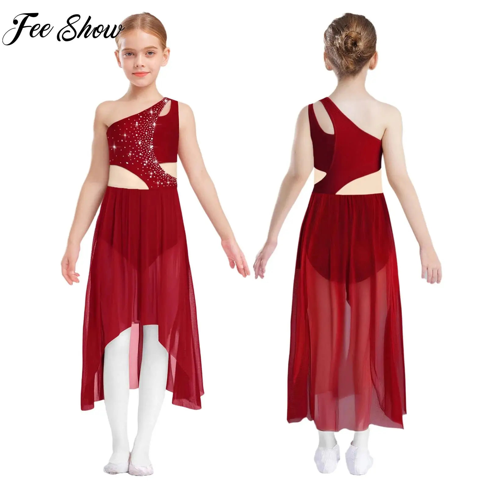 Kids Girls Modern Lyrical Dance Dress One Shoulder Sleeveless Rhinestones Mesh Dress Ballet Gymnastics Costume Performance Wear
Kids Girls Modern Lyrical Dance Dress One Shoulder Sleeveless Rhinestones Mesh Dress Ballet Gymnastics Costume Performance Wear