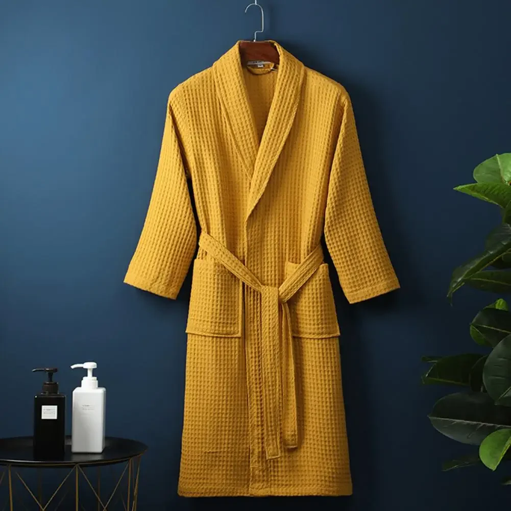 Long Waffle Bathrobe Unisex Men's V Neck Lace-up Nightgown with Pockets Loose Long Sleeve Sleepwear Towel Bathrobe for Hotel
Long Waffle Bathrobe Unisex Men's V Neck Lace-up Nightgown with Pockets Loose Long Sleeve Sleepwear Towel Bathrobe for Hotel
