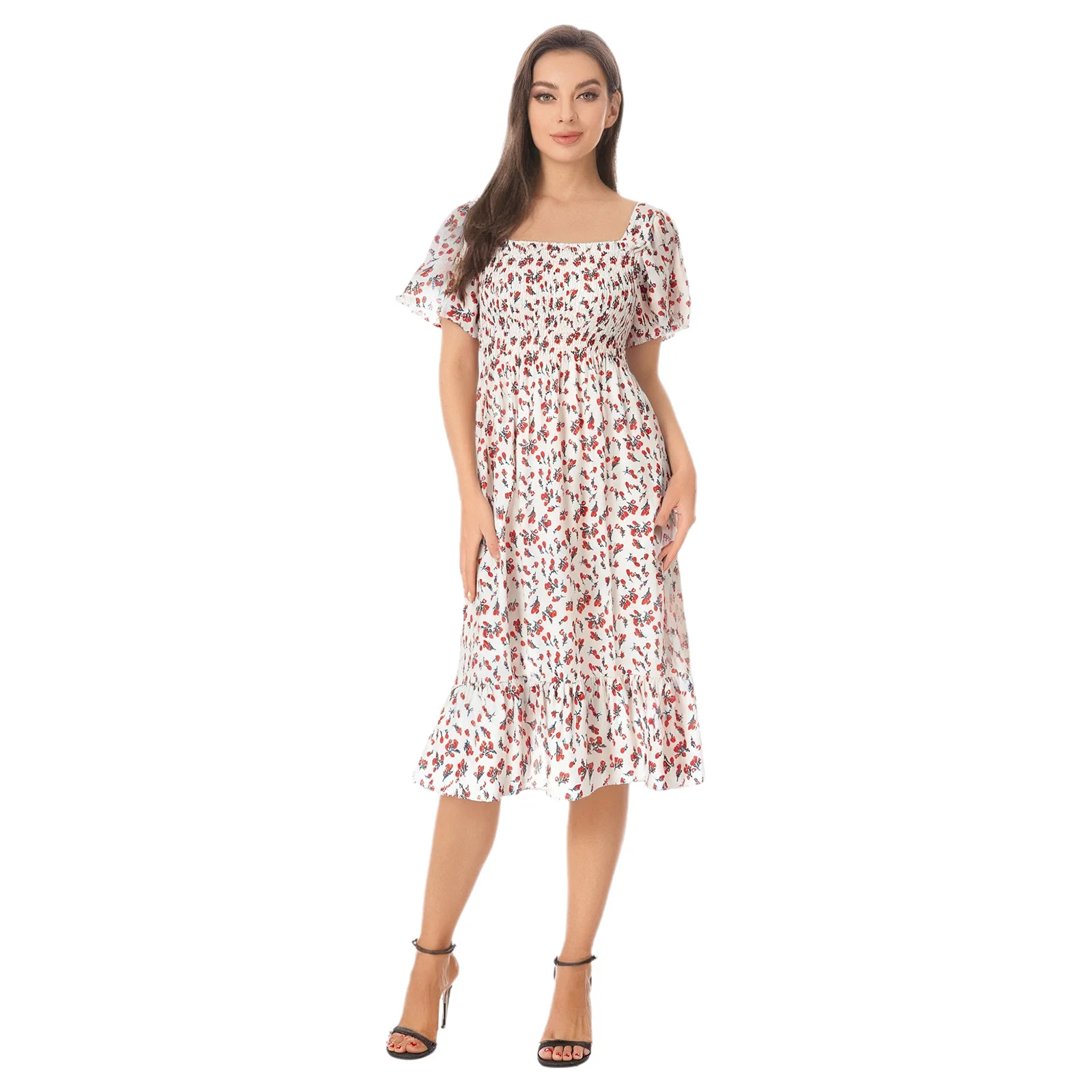 Women Retro Elegant Round Collar Short Sleeve Slimming Cinched Design High Waist Calf Length Floral Dress for Party Holiday Work
Women Retro Elegant Round Collar Short Sleeve Slimming Cinched Design High Waist Calf Length Floral Dress for Party Holiday Work