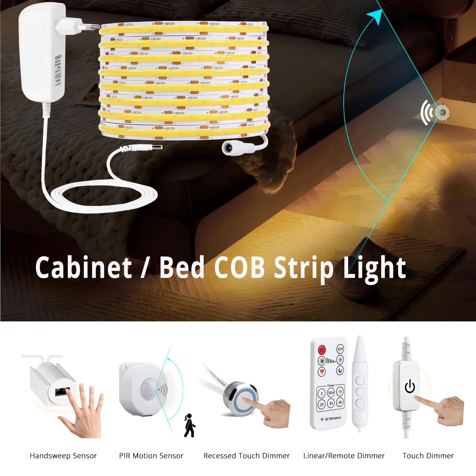 PIR Motion Touch Dimmer Remote Linear Hand Sweep Sensor Under Cabinet Counter Bed Flexible Tape Light Kit Cuttable Home Decor
PIR Motion Touch Dimmer Remote Linear Hand Sweep Sensor Under Cabinet Counter Bed Flexible Tape Light Kit Cuttable Home Decor
