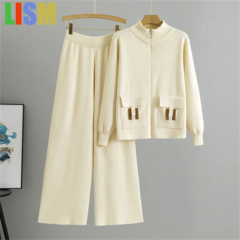 LISM winter woman outfit Zipper Cardigan Wide Leg Pants Knitted Fashionable and Versatile Set for Women Winter Clothes
LISM winter woman outfit Zipper Cardigan Wide Leg Pants Knitted Fashionable and Versatile Set for Women Winter Clothes
