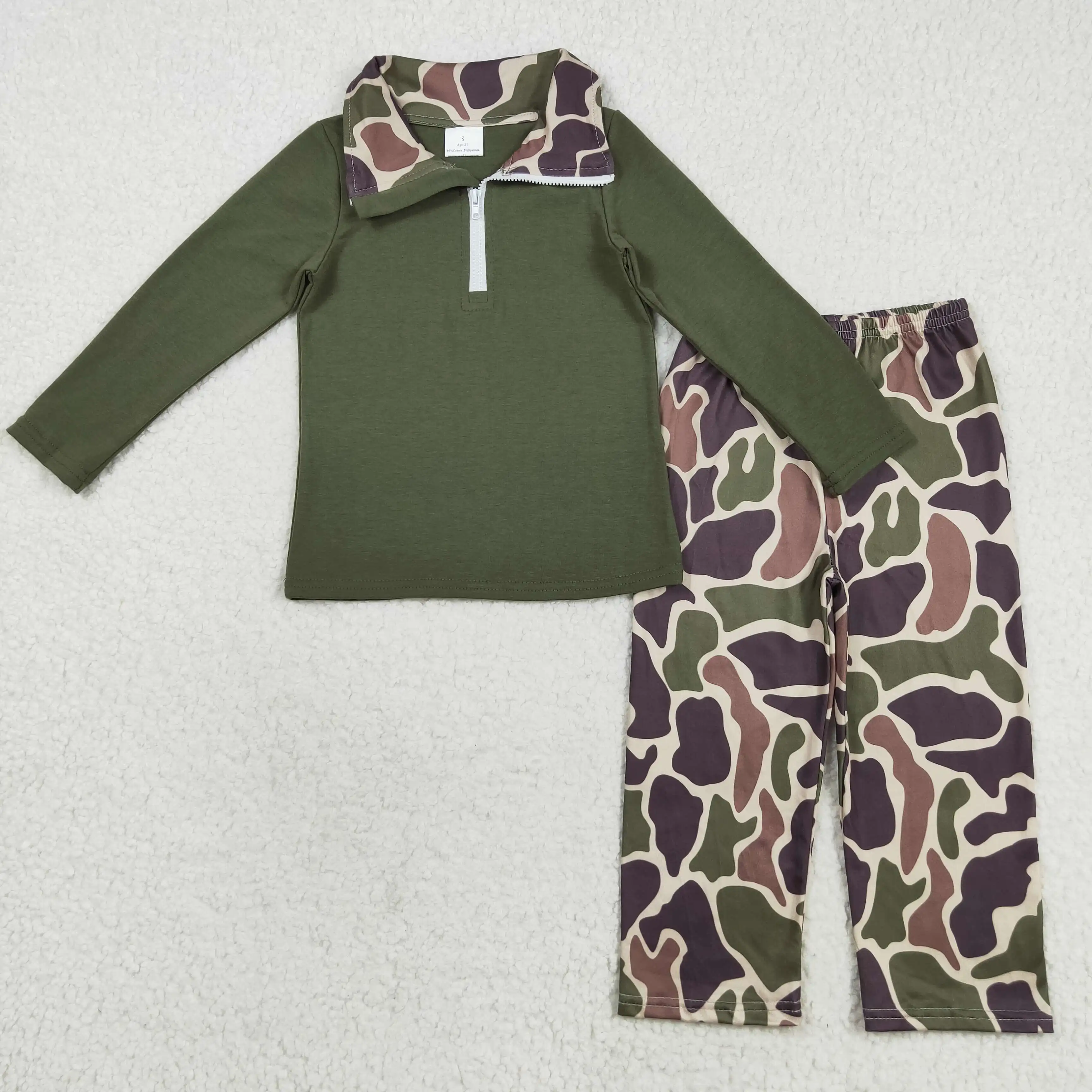Boys Winter Clothing Set Solid Color Zipper Long Sleeve Top with Brown Green Camouflage Trousers Wholesale Boutique Style
Boys Winter Clothing Set Solid Color Zipper Long Sleeve Top with Brown Green Camouflage Trousers Wholesale Boutique Style