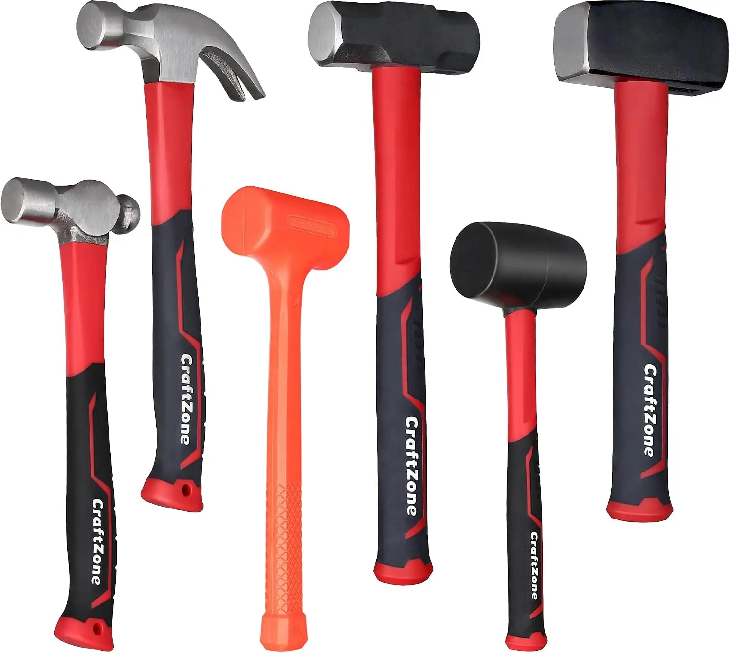 6-Piece Rubber Mallet Hammer Set 2lb Dead-Blow 3lb Sledge 16oz Ball Peen & Claw Anti-Vibration Fiberglass Handle for Construction Automotive DIY
6-Piece Rubber Mallet Hammer Set 2lb Dead-Blow 3lb Sledge 16oz Ball Peen & Claw Anti-Vibration Fiberglass Handle for Construction Automotive DIY
