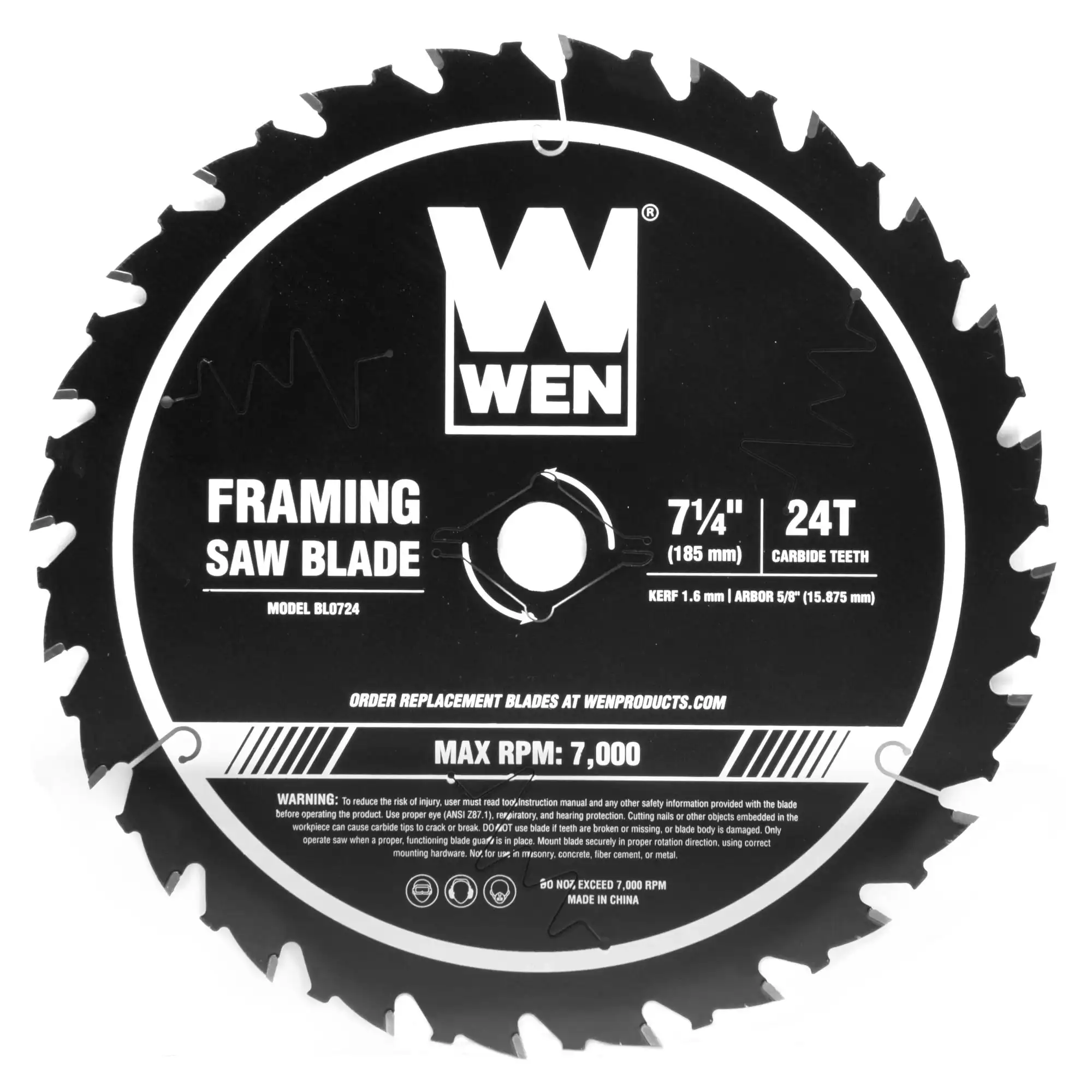WEN 7.25-Inch 24-Tooth Carbide-Tipped Professional Framing Saw Blade for Miter Saws and Circular Saws
WEN 7.25-Inch 24-Tooth Carbide-Tipped Professional Framing Saw Blade for Miter Saws and Circular Saws