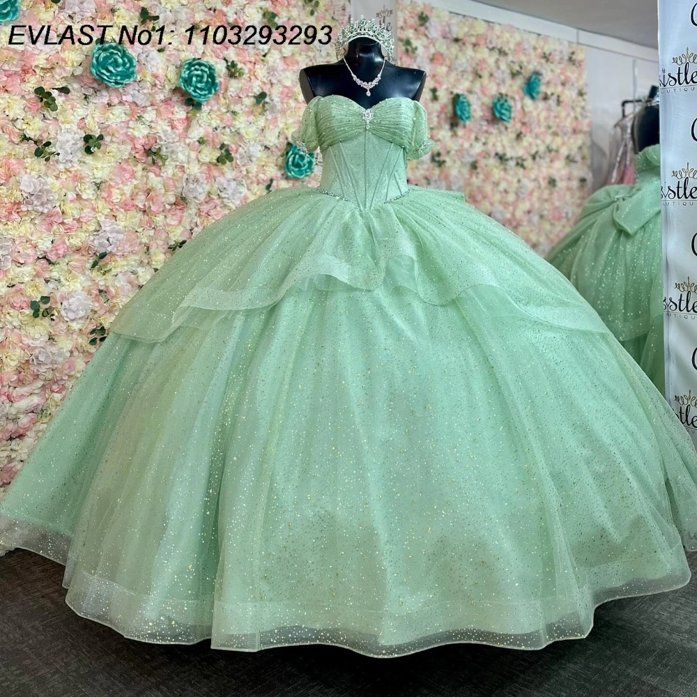 EVLAST Customized Glitter Sage Quinceanera Dress Ball Gown Shiny Applique Beading Bow Corset Sweet 16 Vestido De 15 Anos E1Q379
EVLAST Customized Glitter Sage Quinceanera Dress Ball Gown Shiny Applique Beading Bow Corset Sweet 16 Vestido De 15 Anos E1Q379