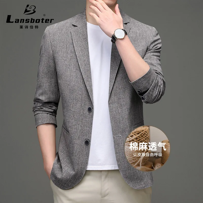Lansboter Grey Cotton And Linen Suit Spring And Autumn Thin Men's Casual Suit Slim Fit Slit Small Coat
Lansboter Grey Cotton And Linen Suit Spring And Autumn Thin Men's Casual Suit Slim Fit Slit Small Coat