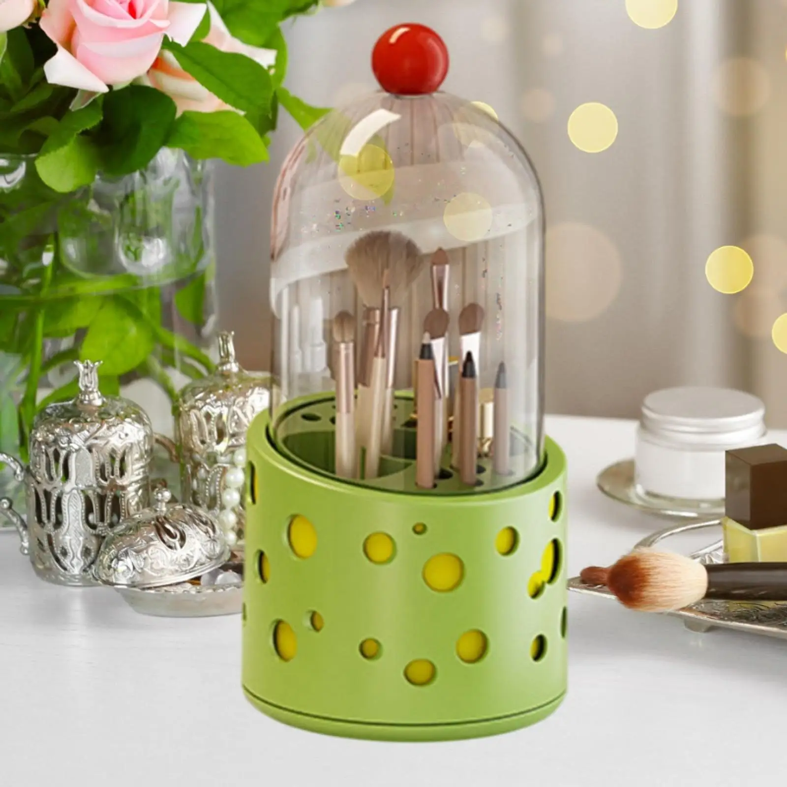 Makeup Brush Organizer Large Capacity Dustproof 360 Rotating for Home Vanity
Makeup Brush Organizer Large Capacity Dustproof 360 Rotating for Home Vanity