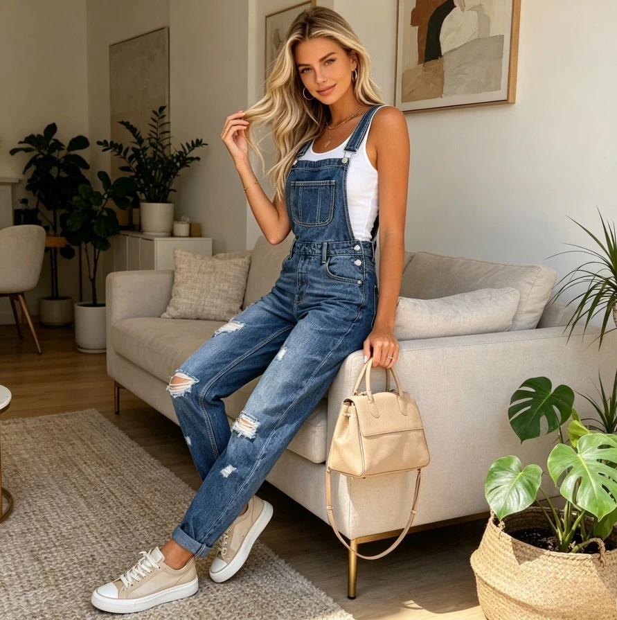 Denim Overall Pant Women Jeans Vintage Washed Distressed Hole Pants Slim Fit High Waist Straight Trousers Elegant Work Spring
Denim Overall Pant Women Jeans Vintage Washed Distressed Hole Pants Slim Fit High Waist Straight Trousers Elegant Work Spring