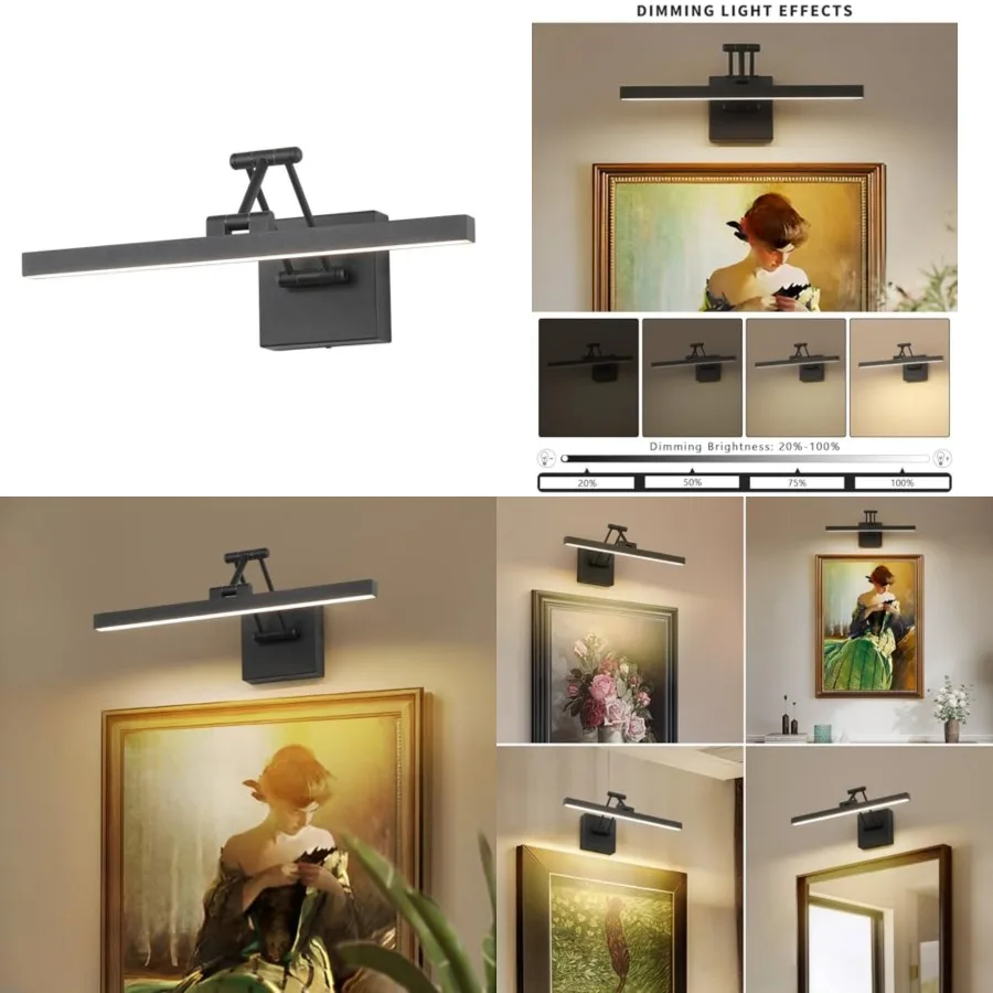 Hard-Wired Picture Light Dimmable LED Picture Lights for Paintings 15.7" Inch Black Metal Body Wall Pictures with Adjustable Sw
Hard-Wired Picture Light Dimmable LED Picture Lights for Paintings 15.7" Inch Black Metal Body Wall Pictures with Adjustable Sw