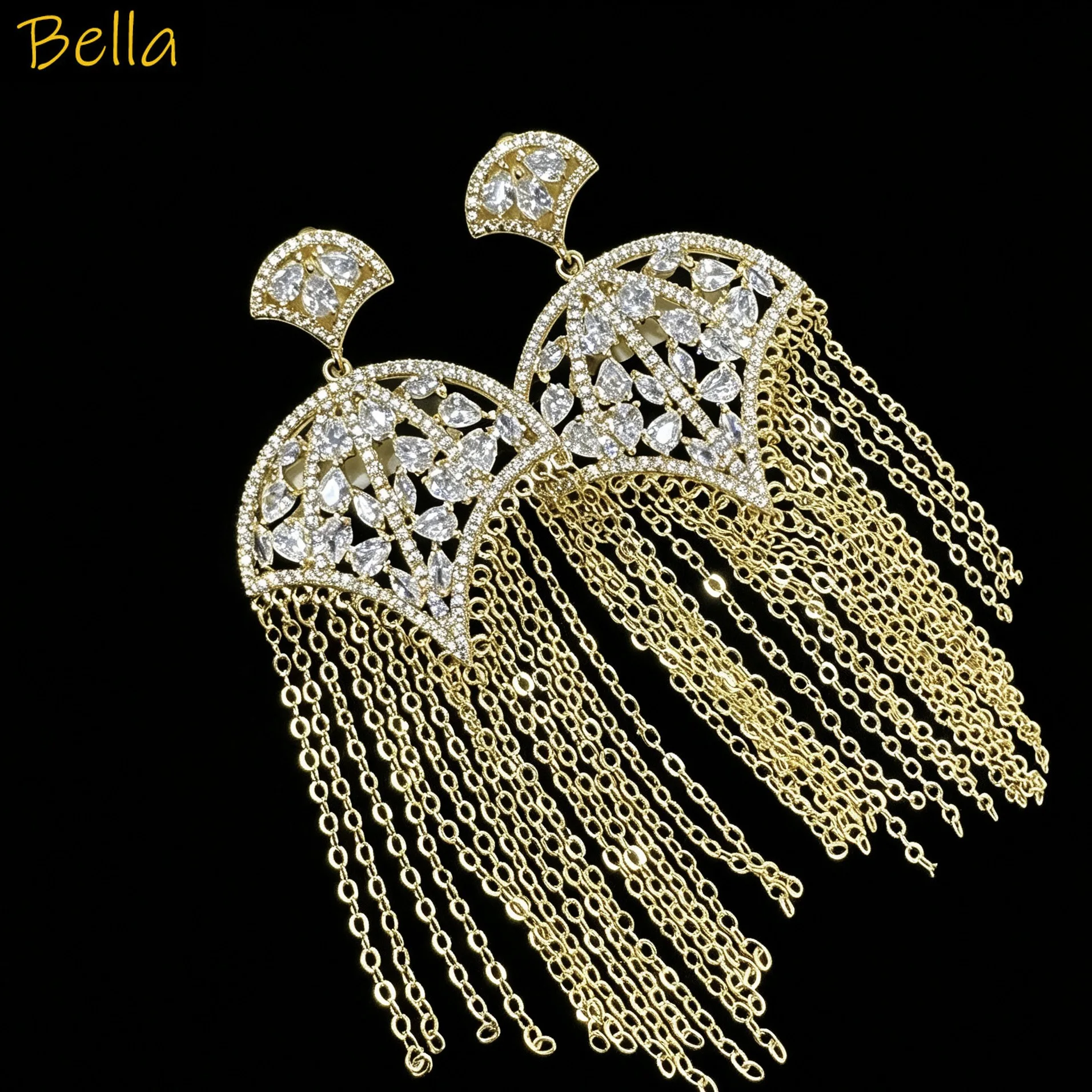 Gold/Silver Plated Cubic Zirconia Tassel Earrings Sparkly Fan-Shaped Chain dangle Earrings for Party & Prom female gift
Gold/Silver Plated Cubic Zirconia Tassel Earrings Sparkly Fan-Shaped Chain dangle Earrings for Party & Prom female gift