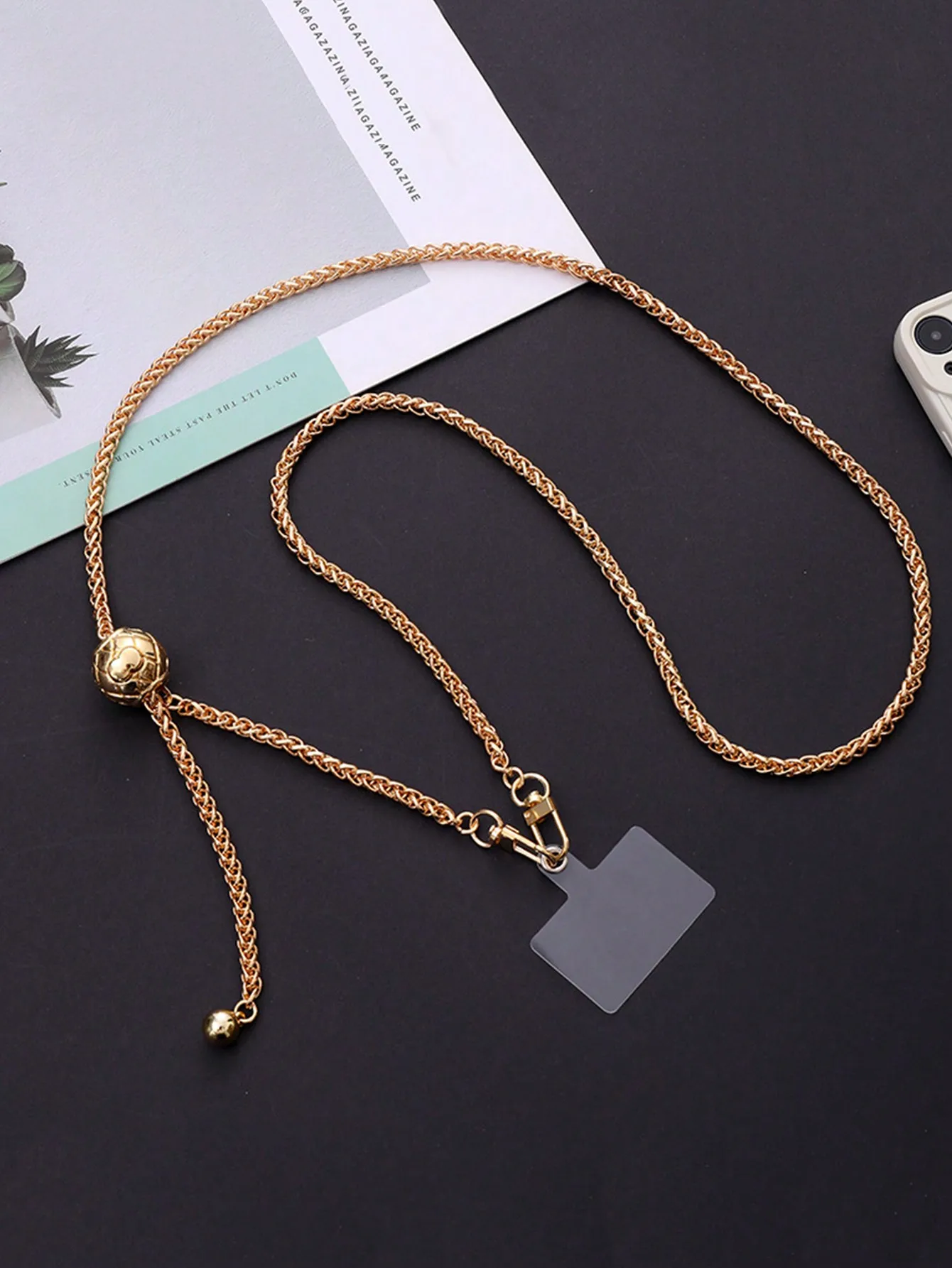 1pc Adjustable Golden Ball Chain, Metal Lantern Chain Accessories For Crossbody Bags, Phones Gifts For Mother, Family, Friends, Birthday, Holiday Phone Charm, Phone Chain
1pc Adjustable Golden Ball Chain, Metal Lantern Chain Accessories For Crossbody Bags, Phones Gifts For Mother, Family, Friends, Birthday, Holiday Phone Charm, Phone Chain