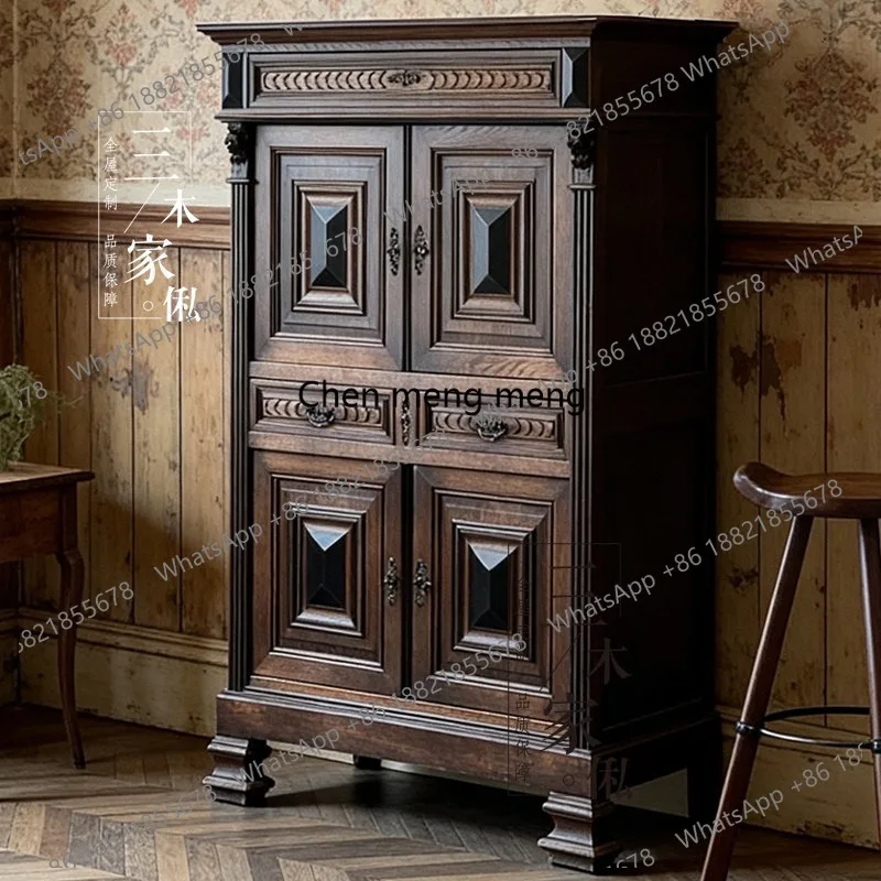 American retro solid wood locker carved double door porch cabinet vertical storage cabinet
American retro solid wood locker carved double door porch cabinet vertical storage cabinet