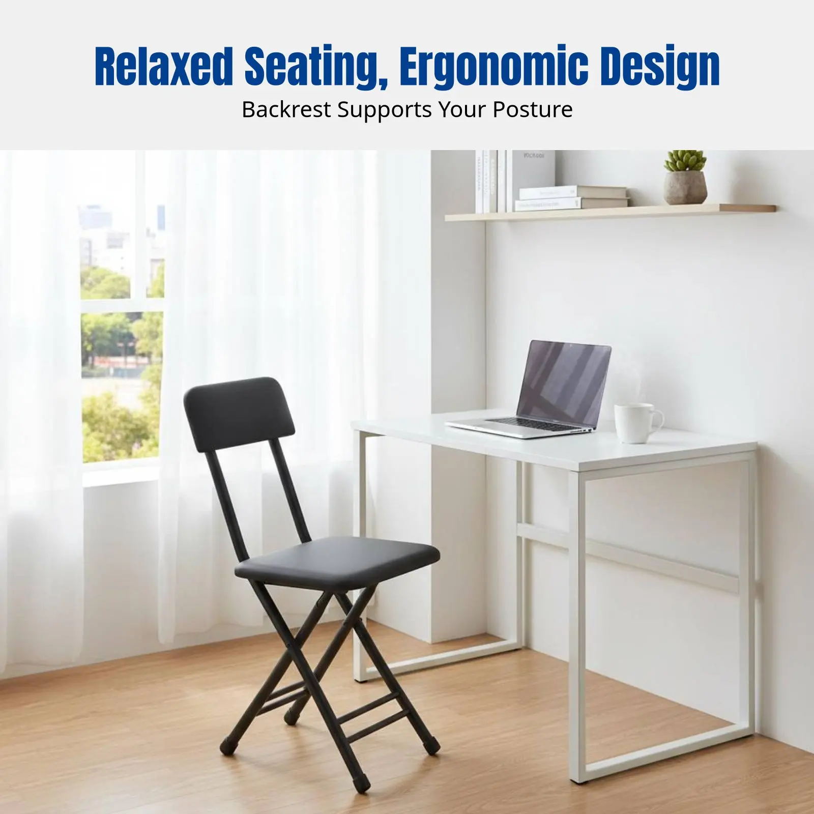 Folding Chair, Portable Leather Seat with Backrest, for Home, Balcony, Dorm, Training
Folding Chair, Portable Leather Seat with Backrest, for Home, Balcony, Dorm, Training