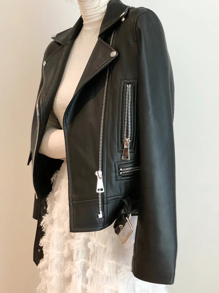 FMFSSOM Women Pu Leather Jacket Spring 2024 Zipper Belt PU Coat Autumn Female Soft Black Motorcycle Long Sleeve Outwear
FMFSSOM Women Pu Leather Jacket Spring 2024 Zipper Belt PU Coat Autumn Female Soft Black Motorcycle Long Sleeve Outwear