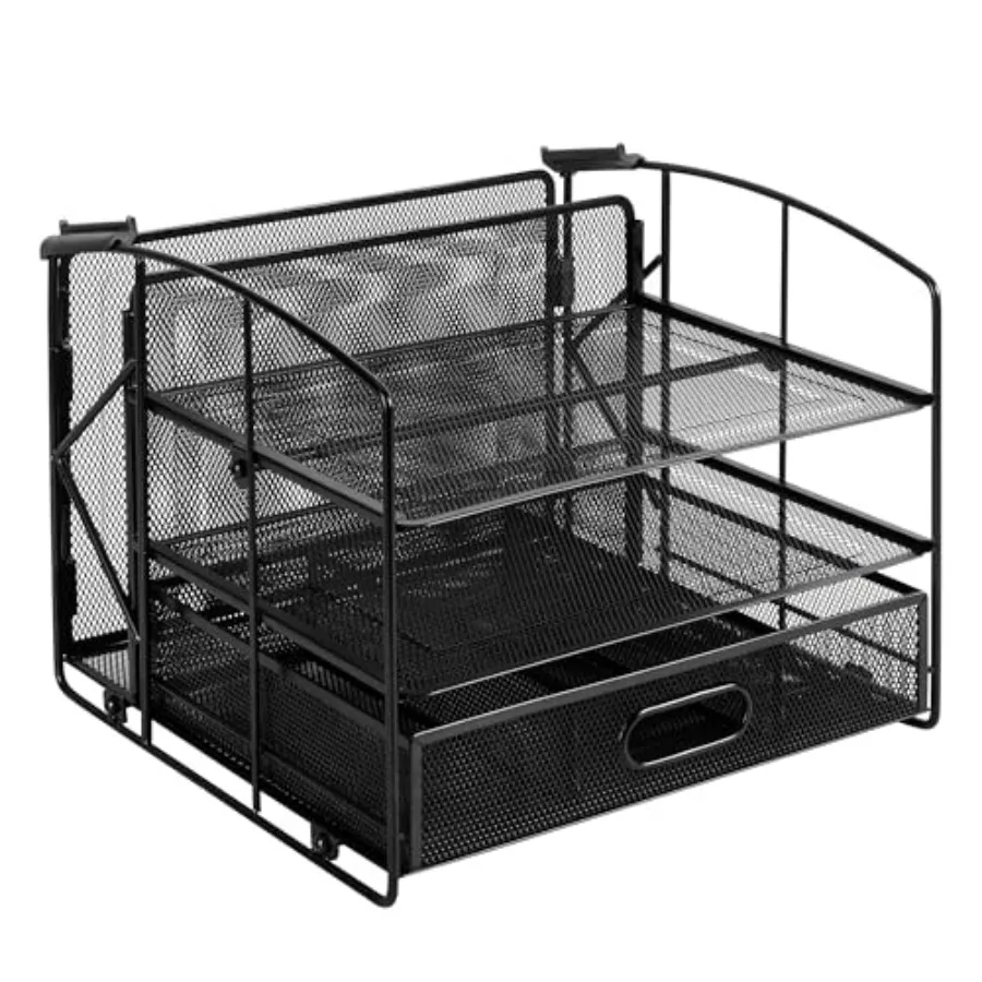 Sturdy Rectangular Desktop Organizer with 3 Trays, Sliding Drawer and Hanging File Holder for Office Supplies, Black
Sturdy Rectangular Desktop Organizer with 3 Trays, Sliding Drawer and Hanging File Holder for Office Supplies, Black