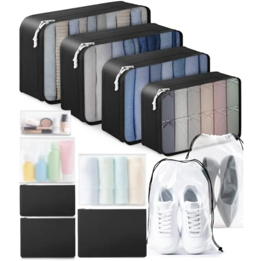 12 Set Packing Cubes for Suitcases Carry On Travel Essentials Luggage Organizer Bags Set with Matte Cosmetic Bag and Shoe Bag i
12 Set Packing Cubes for Suitcases Carry On Travel Essentials Luggage Organizer Bags Set with Matte Cosmetic Bag and Shoe Bag i
