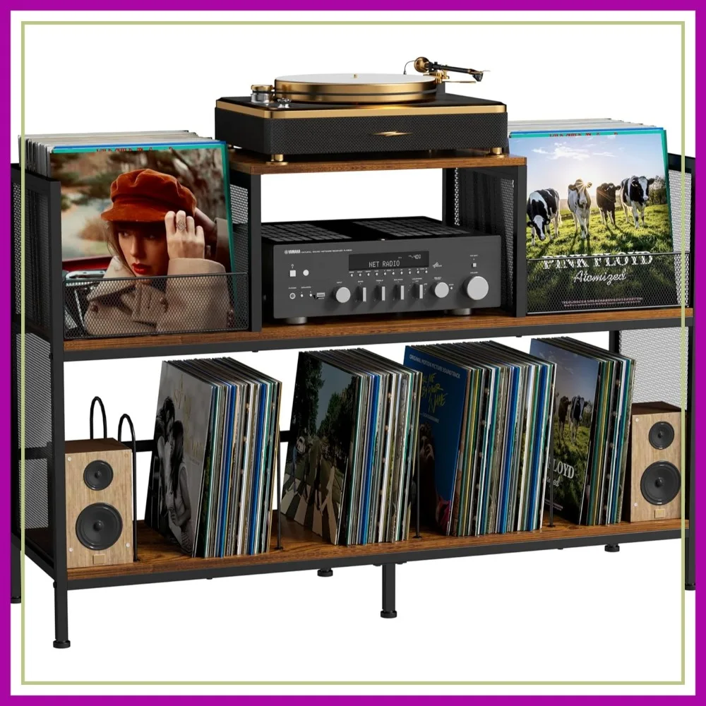 Vintage Record Player Table with 4 Adjustable Dividers, Vinyl Storage Cabinet for 350 Albums, Medieval Turntable Stand
Vintage Record Player Table with 4 Adjustable Dividers, Vinyl Storage Cabinet for 350 Albums, Medieval Turntable Stand