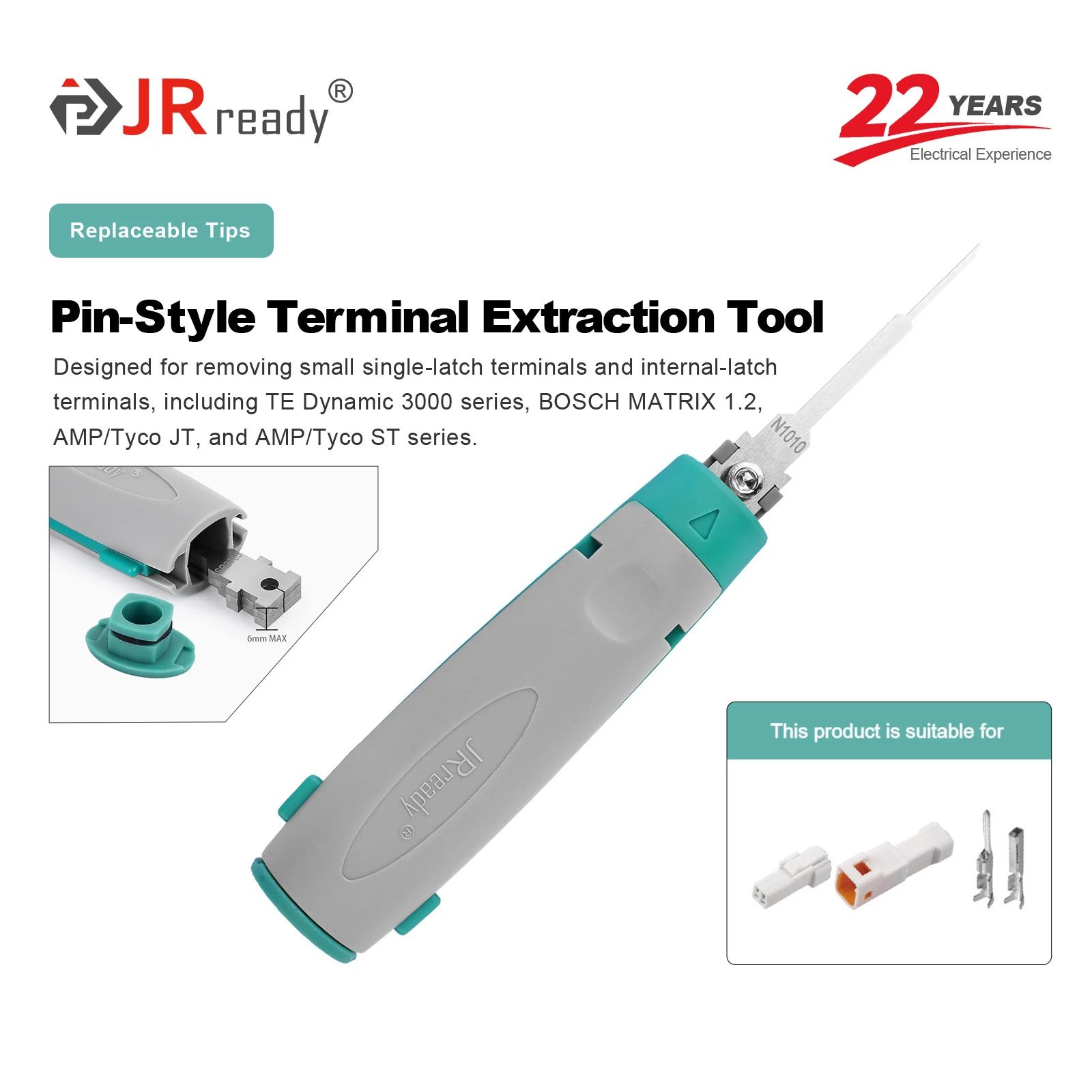 JRready JRconDRK-N1010 Single-Pin Extraction Tool Suitable for various small single spring terminals or internal spring terminal
JRready JRconDRK-N1010 Single-Pin Extraction Tool Suitable for various small single spring terminals or internal spring terminal