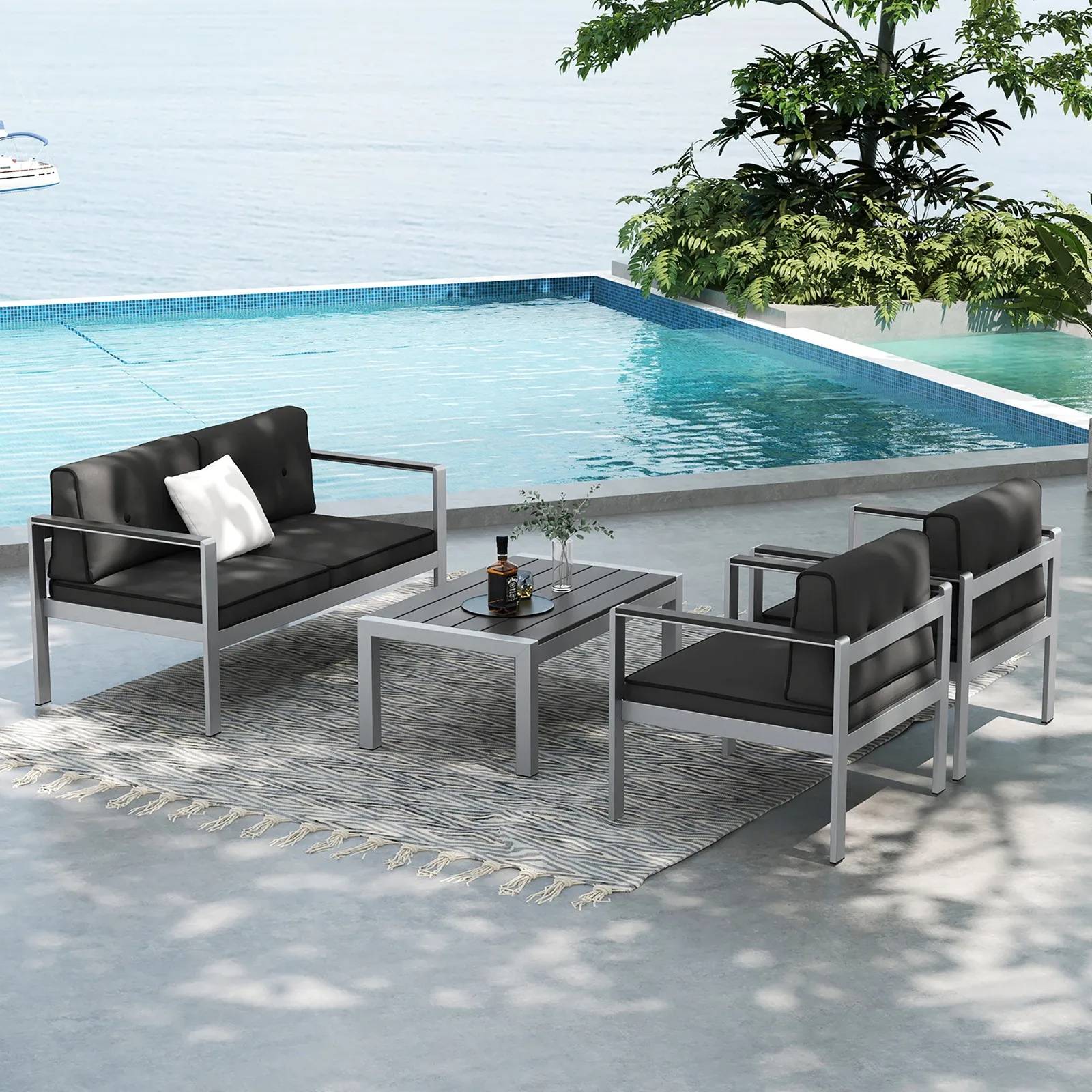 4PCS Patio Furniture Set Conversation Set Outdoor
4PCS Patio Furniture Set Conversation Set Outdoor