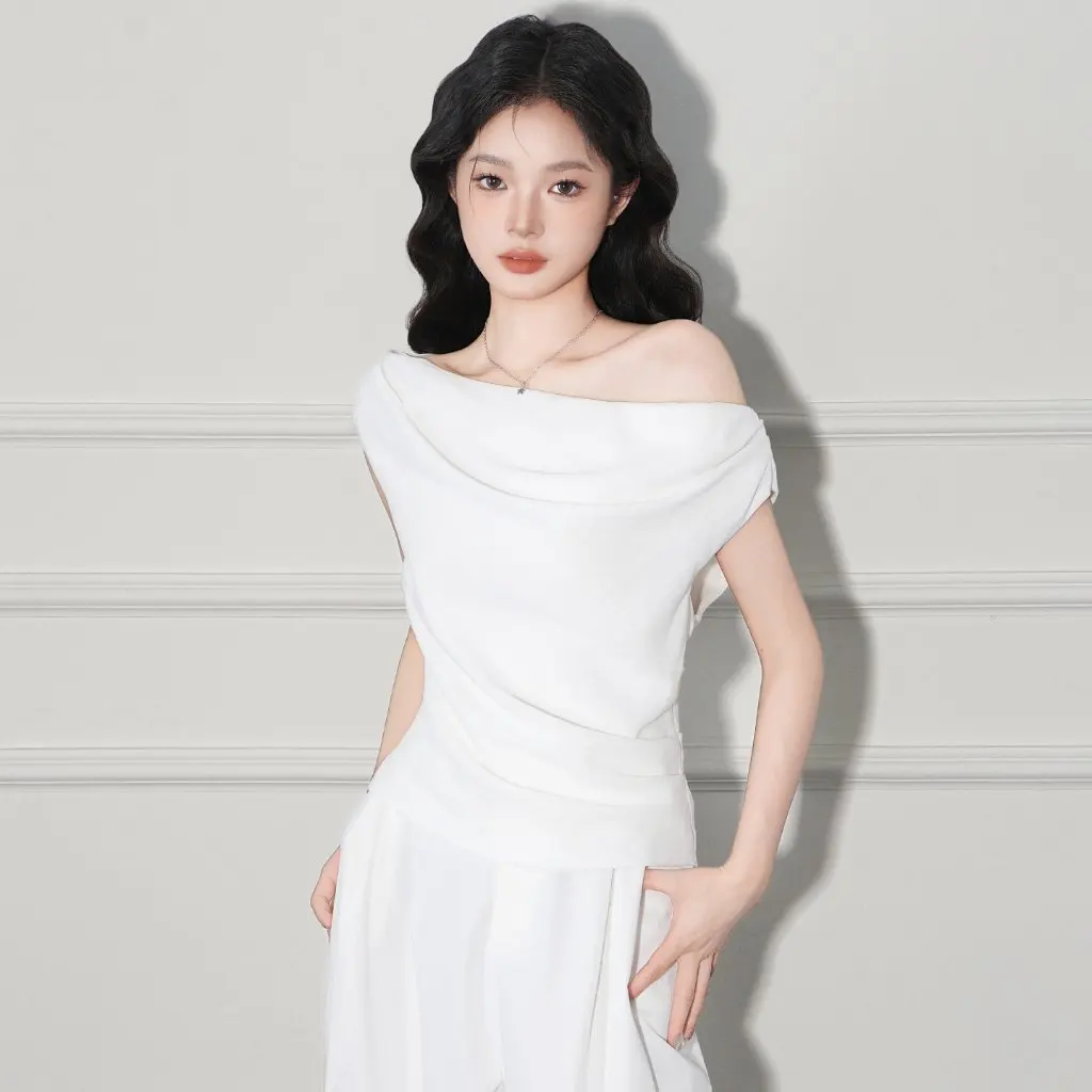 Jiyou Pure Desire One-Shoulder Short-Sleeve T-Shirt Women's Waist-Cinching Slimming Top Summer New Design Sense
Jiyou Pure Desire One-Shoulder Short-Sleeve T-Shirt Women's Waist-Cinching Slimming Top Summer New Design Sense