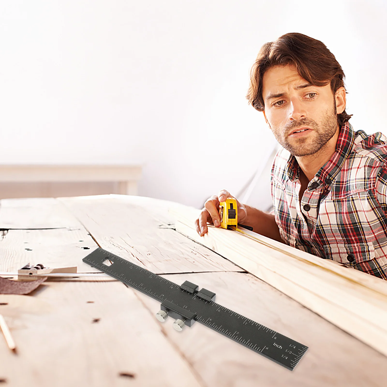 Multi-Function Carpentry Marking Ruler Premium Metal Adjustable Slide Rule for Woodworking Construction T-Shape Design
Multi-Function Carpentry Marking Ruler Premium Metal Adjustable Slide Rule for Woodworking Construction T-Shape Design