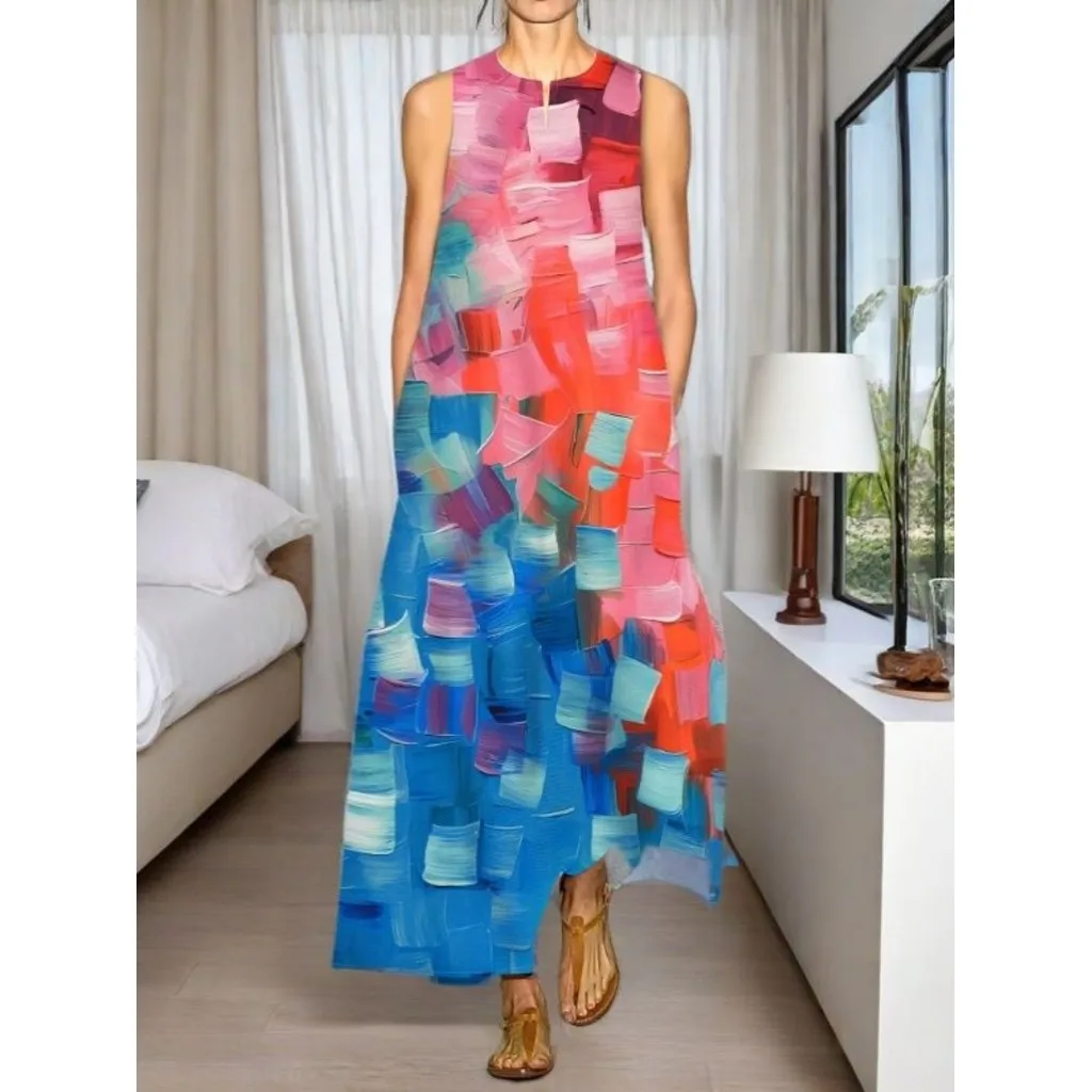 Elegant 3D Pattern Printed Dress, Suitable for Casual V-neck Sleeveless Clothing for Traveling Women
Elegant 3D Pattern Printed Dress, Suitable for Casual V-neck Sleeveless Clothing for Traveling Women