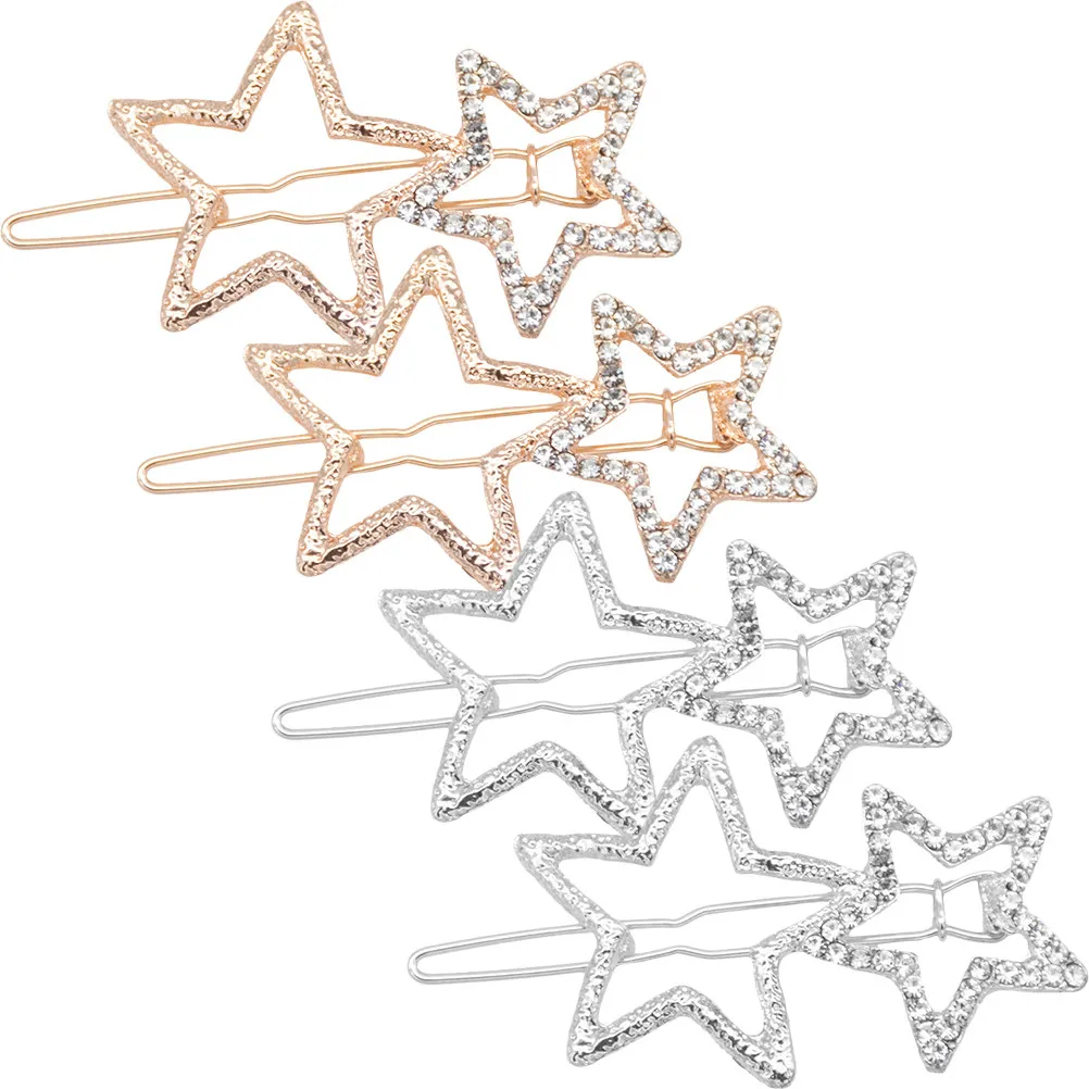 4Pcs Star Shaped Hair Clips Alloy Metal Barrettes with Shiny Rhinestones for Women Girls Elegant Hair Accessories Gift Set
4Pcs Star Shaped Hair Clips Alloy Metal Barrettes with Shiny Rhinestones for Women Girls Elegant Hair Accessories Gift Set