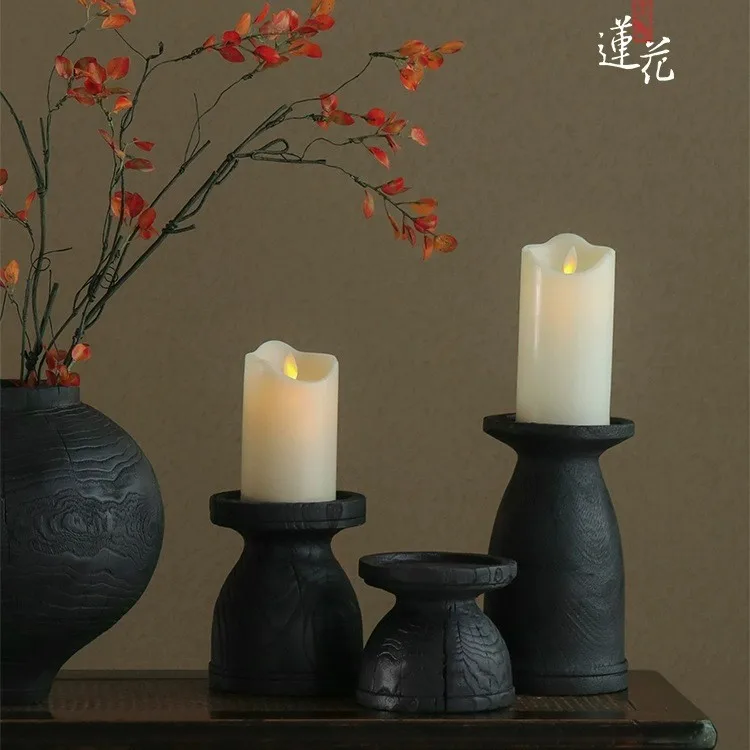 Daxiang Lotus, Wabi **** Wind Wooden Candle Holder, Carbonized Wood Candle Holder Ornament, B & B Hotel Carbonized Wood Candle H
Daxiang Lotus, Wabi **** Wind Wooden Candle Holder, Carbonized Wood Candle Holder Ornament, B & B Hotel Carbonized Wood Candle H