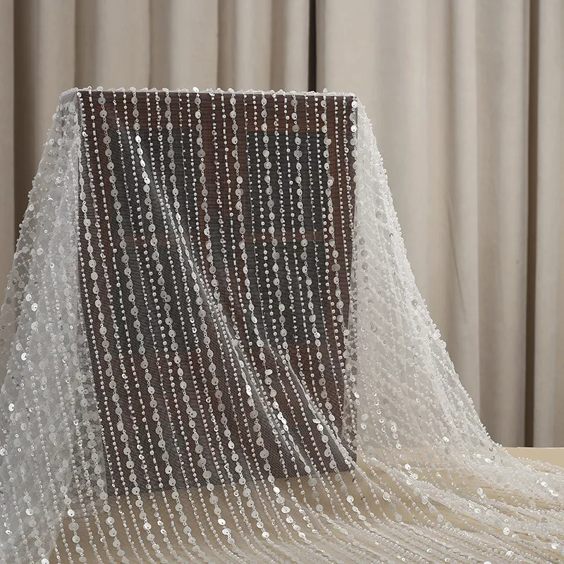 Beaded Sequin Embroidered Lace Mesh Fabric for DIY Sewing Wedding Dress Garment Accessories Clothing Fashion Material Cloth
Beaded Sequin Embroidered Lace Mesh Fabric for DIY Sewing Wedding Dress Garment Accessories Clothing Fashion Material Cloth