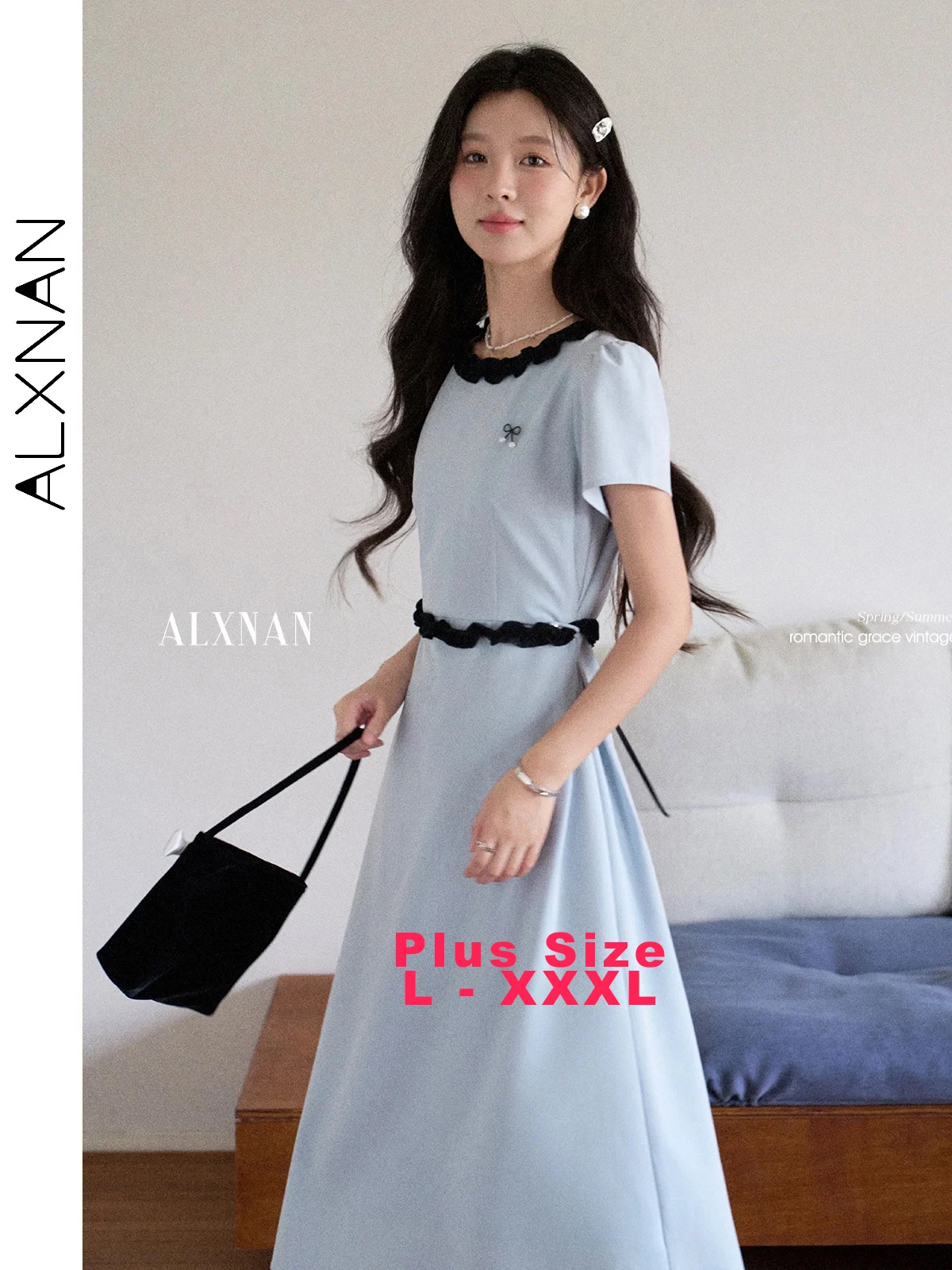 ALXNAN Plus Size Blue Dress Women Long Elegant French Short Sleeve Dresses 2025 Office Lady Holiday Casual Clothes Ladies D12202
ALXNAN Plus Size Blue Dress Women Long Elegant French Short Sleeve Dresses 2025 Office Lady Holiday Casual Clothes Ladies D12202
