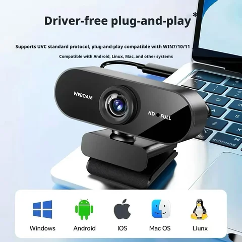 フル HD 1080P ウェブカメラ USB プラグプレイウェブカメラ内蔵マイク回転可能なクリップオンコンピュータカメララップトップ PC オンラインクラス用