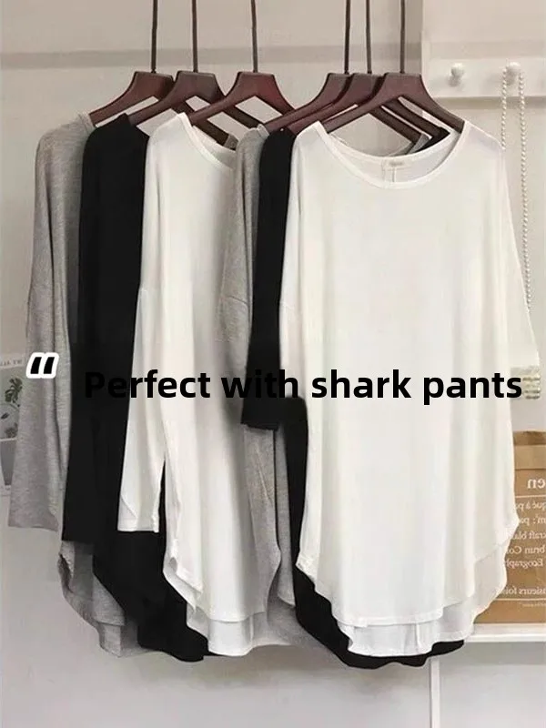 Женская летняя свободная футболка из модала Ice Silk ort Sve, белый топ с накидкой и штанами для йоги, корейский Sle Commute
Женская летняя свободная футболка из модала Ice Silk ort Sve, белый топ с накидкой и штанами для йоги, корейский Sle Commute