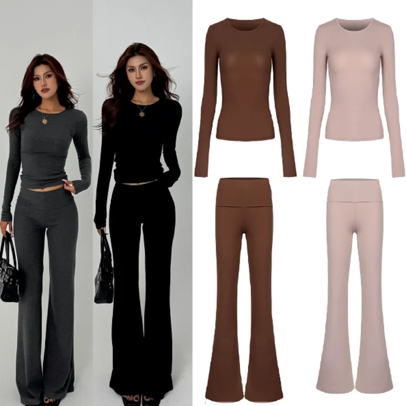 Fall New Sle Pure Color Long Sve High Waist Draped Pants Hot Girl Long Leg Proportion Flared Casual Floor Length Pants Set
Fall New Sle Pure Color Long Sve High Waist Draped Pants Hot Girl Long Leg Proportion Flared Casual Floor Length Pants Set