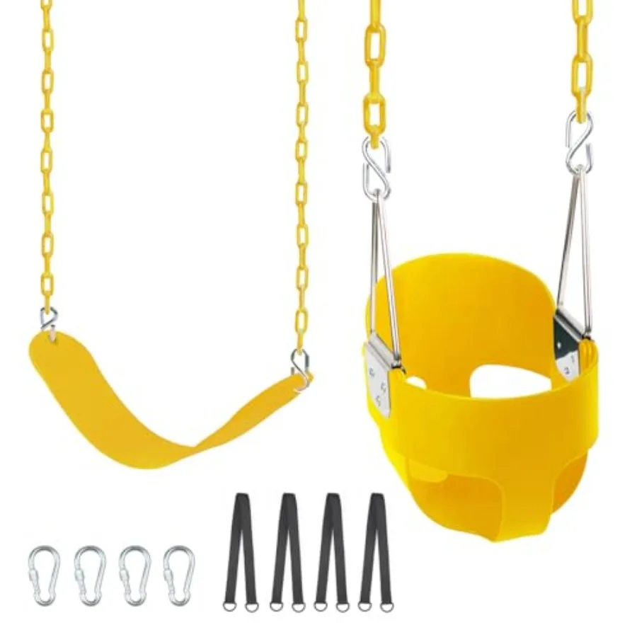 Toddler swing seat for indoor/outdoor use, heavy-duty iron chain with EVA high-back fully assembled seat, yellow color, quick-i
Toddler swing seat for indoor/outdoor use, heavy-duty iron chain with EVA high-back fully assembled seat, yellow color, quick-i