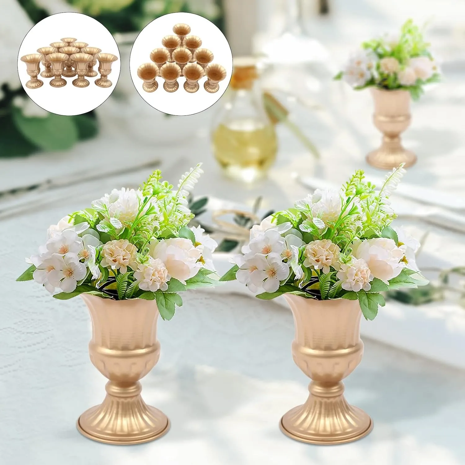10 Pcs Gold Flower Vases (6.3'' H) - Centrepieces for Wedding Reception Tables, Home Flower Stands for Birthday,Christmas Events
10 Pcs Gold Flower Vases (6.3'' H) - Centrepieces for Wedding Reception Tables, Home Flower Stands for Birthday,Christmas Events