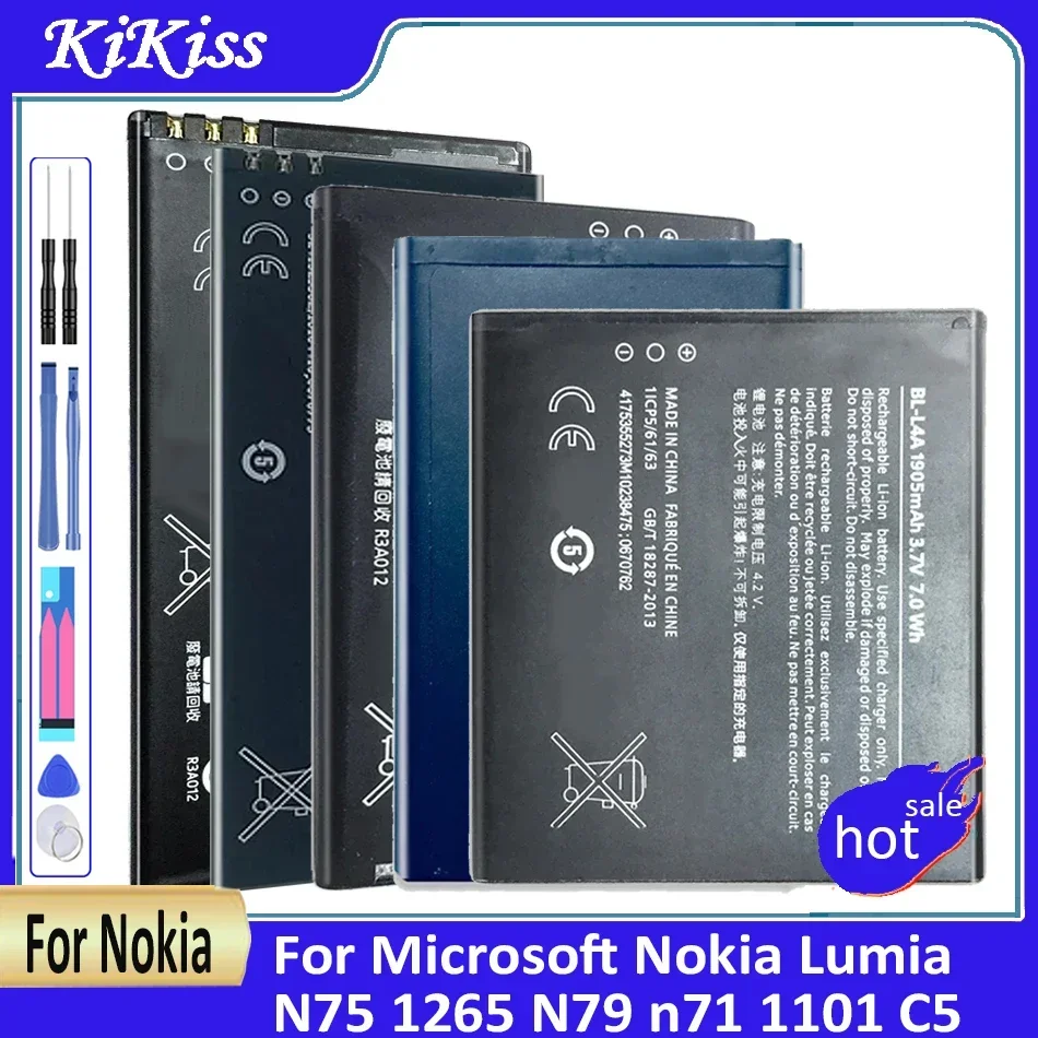 BL 4B/4C/4D/5B/5C/5CA/5CT/L4A BLC-2 BV 5J/5XW/T3G/T4B/T4D/T5A/T5C/T5E Аккумулятор для Microsoft Nokia Lumia N75 1265 N79 n71 1101 C5
BL 4B/4C/4D/5B/5C/5CA/5CT/L4A BLC-2 BV 5J/5XW/T3G/T4B/T4D/T5A/T5C/T5E Аккумулятор для Microsoft Nokia Lumia N75 1265 N79 n71 1101 C5