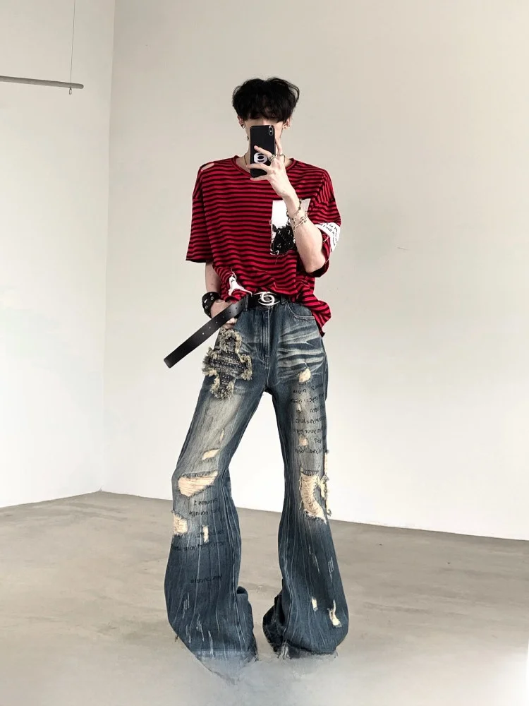Fall Mountain Wind Punk Style Men's Denim Jeans High Waist Wide Leg Tear Rivet American Old School Design Casual Loose Fit
Fall Mountain Wind Punk Style Men's Denim Jeans High Waist Wide Leg Tear Rivet American Old School Design Casual Loose Fit
