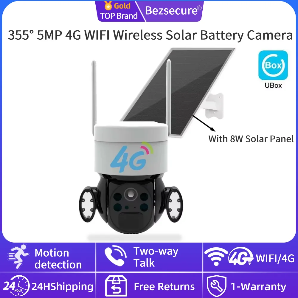 355° 5MP 4G SIM Wireless Solar Battery IP Camera Outdoor Security WiFi PIR Camera Two Way Audio Human Detection CCTV Camera
355° 5MP 4G SIM Wireless Solar Battery IP Camera Outdoor Security WiFi PIR Camera Two Way Audio Human Detection CCTV Camera