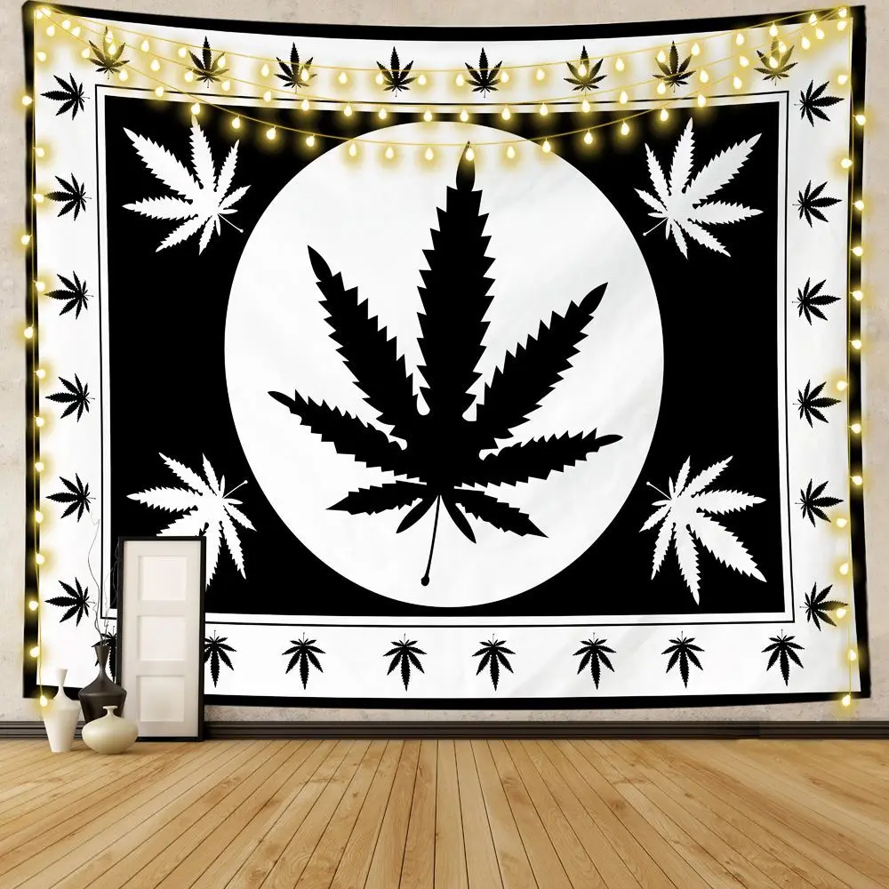 Черно-белый гобелен с изображением листьев конопли, декор для стены в стиле бохо
Черно-белый гобелен с изображением листьев конопли, декор для стены в стиле бохо
