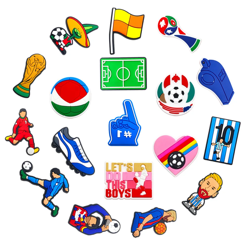 18 шт., футбольная серия, подвески для обуви, обувь «сделай сам», украшение, браслет, сандалии, аксессуары для обуви, пряжка для детей, подарки
18 шт., футбольная серия, подвески для обуви, обувь «сделай сам», украшение, браслет, сандалии, аксессуары для обуви, пряжка для детей, подарки