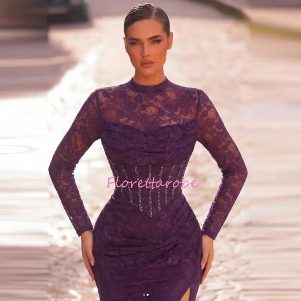 Customized Lace Party Dresses High Neck Long Sleeve Prom Dress Corset Rhinestone Mermaid Side Slit Evening Gown Floor Length
Customized Lace Party Dresses High Neck Long Sleeve Prom Dress Corset Rhinestone Mermaid Side Slit Evening Gown Floor Length