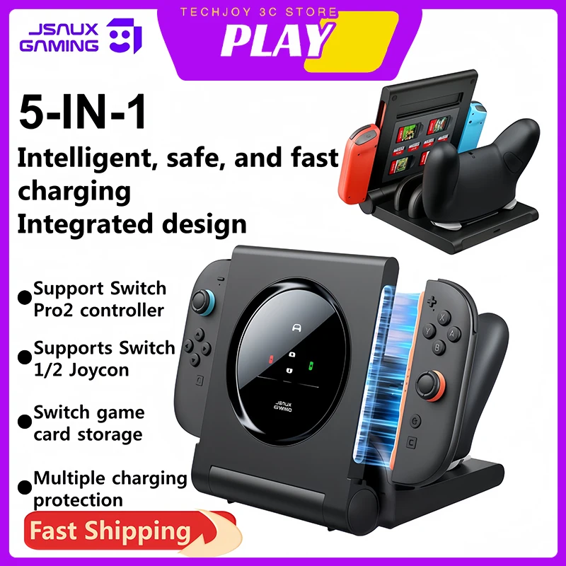 Jsaux 5-IN-1 Switch Charging Dock for Nintendo Switch Joycon 1/2 Pro Controller with Game Card Storage Charging Ns Accessories
Jsaux 5-IN-1 Switch Charging Dock for Nintendo Switch Joycon 1/2 Pro Controller with Game Card Storage Charging Ns Accessories