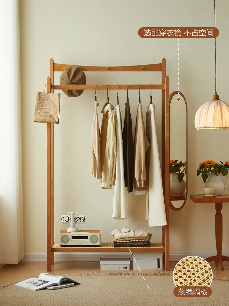 Solid wood coat rack bedroom corner mirror integrated household room clothes rack bedside floor hanger
Solid wood coat rack bedroom corner mirror integrated household room clothes rack bedside floor hanger