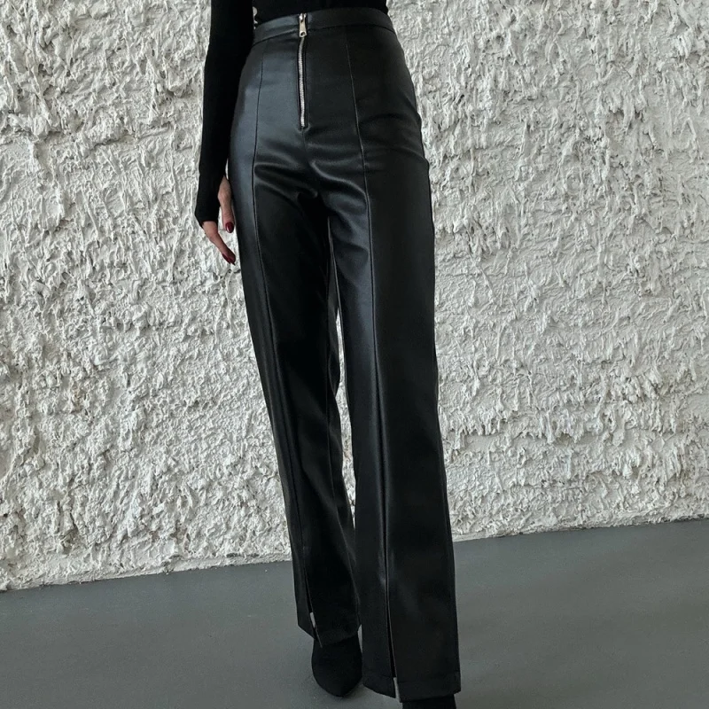 European and American Style Autumn Winter High Waist Slimming Casual Straight Wide Leg Leather Pants
European and American Style Autumn Winter High Waist Slimming Casual Straight Wide Leg Leather Pants